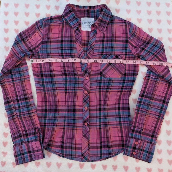Kirra Button Up Pink Flannel XS - Picture 12 of 14